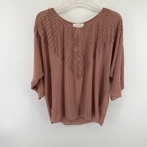 MM Couture by Miss Me Mauve Beaded Chiffon Blouse Women Medium NWT Boho Designer